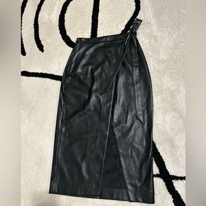 Vegan Leather Wrap Skirt